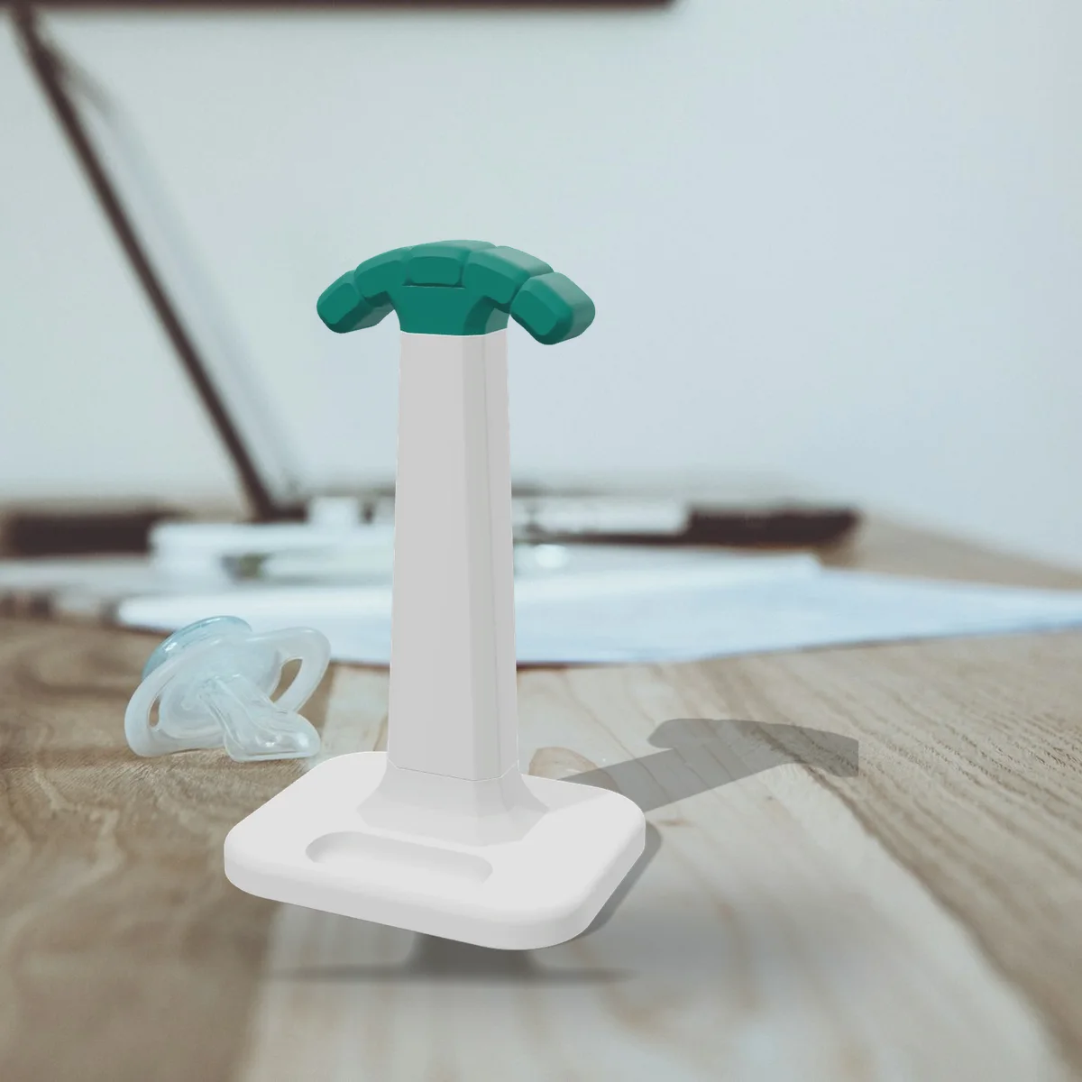The Headphone Stand in a room (a 3D render of the model placed in a photo)