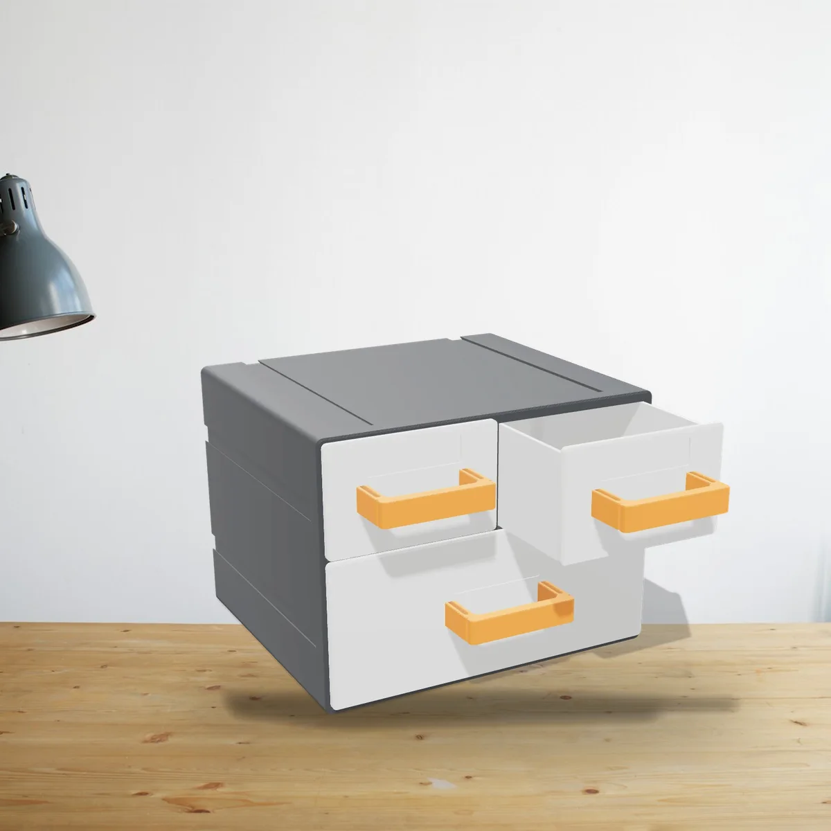 The Mini Drawer Cabinet in a room (a 3D render of the model placed in a photo)